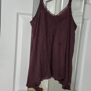 American Eagle Lace Flowy Cami, Redish/Purple, XL